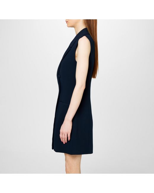 GOOD AMERICAN Blue Luxe Suiting Mini Tailored Blazer Dress