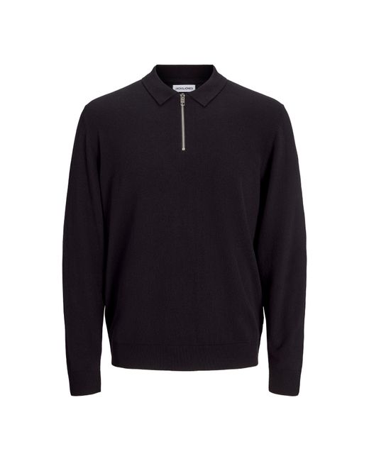 Jack & Jones Blue Emil Half Zip Knitted Polo for men