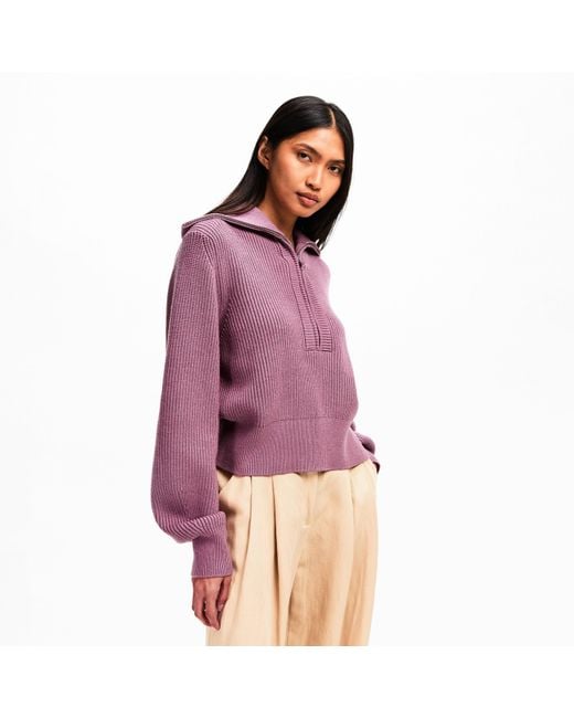 Varley Purple Maura Knitted Crew Neck Jumper