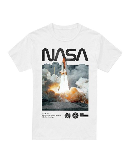 NASA White Lift Off Cotton T-Shirt for men