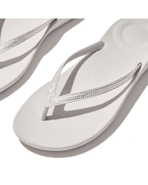 Fitflop White Iqushion Sparkle Flip-Flop Size 3