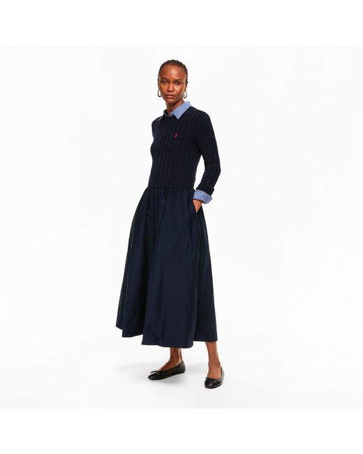 Polo Ralph Lauren Blue Cable-Knit Cotton Dress
