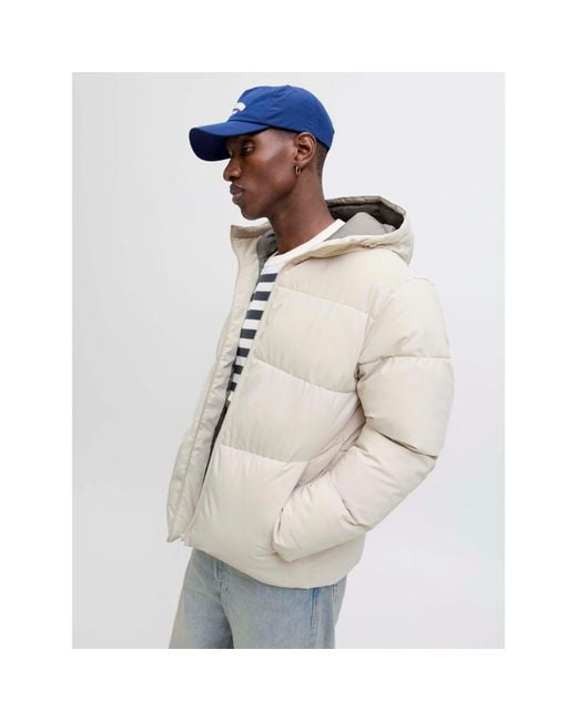 Jack & Jones White Global Short Puffer Jacket for men