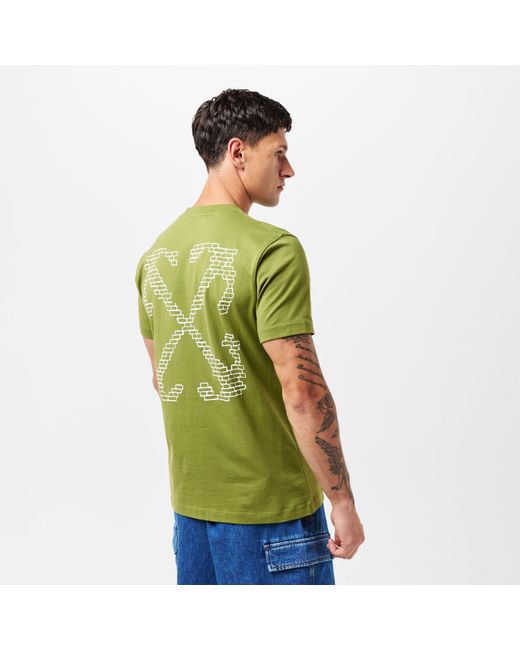 Off-White c/o Virgil Abloh Green Brick Arrow Crew Neck Short Sleeve T-Shirt for men
