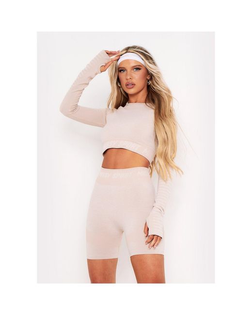 Missy Empire Pink Missy Sport Seamless Long Sleeve Crop Gym Top
