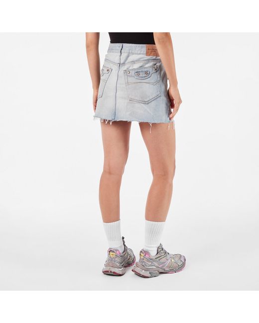 Balenciaga Blue Bal City Mini Denim Skirt