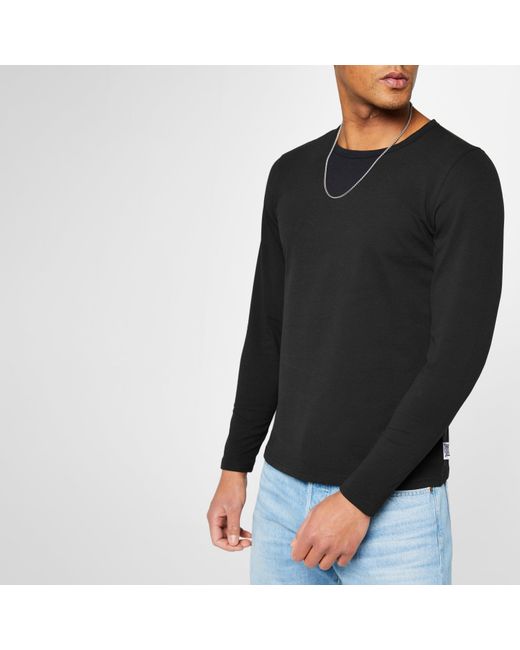 Lonsdale Black Long Sleeve T Shirt for men
