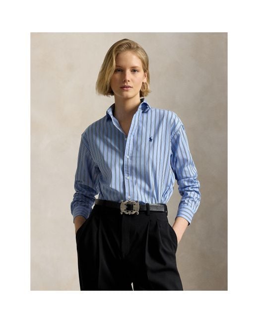 Polo Ralph Lauren Blue Stripe Long Sleeve Oxford Shirt