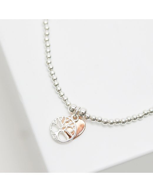 Simply Silver Metallic Sterling 925 Tree Of Love & Heart Bracelet