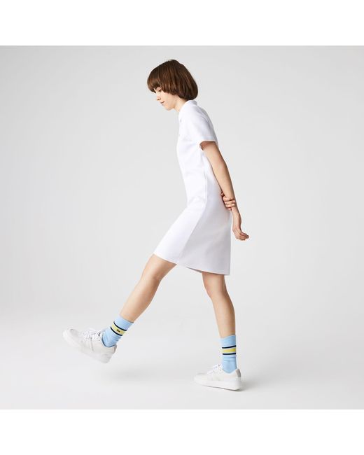 Lacoste White Trumpet Sleeve Piqué Polo Dress