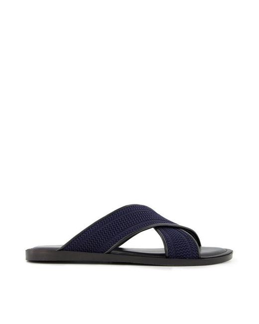 Dune Blue Inquire Fabric Cross Strap Sandals for men