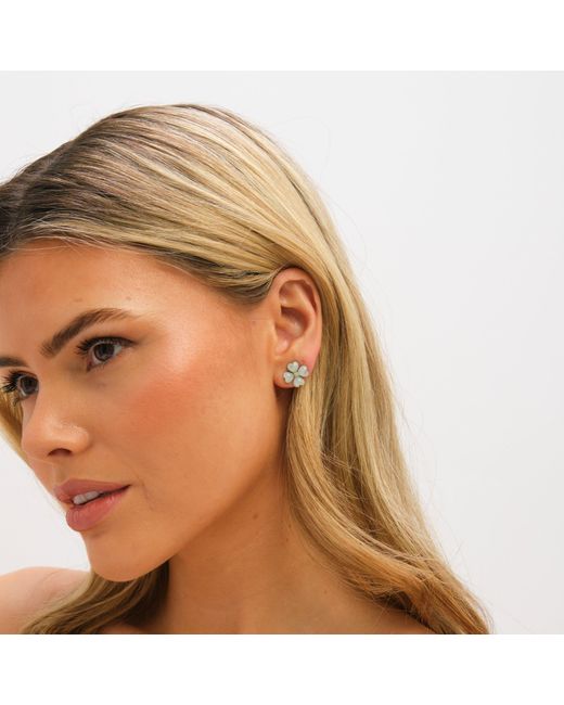 Jon Richard Green Plated And Mint Flower Stud Earrings
