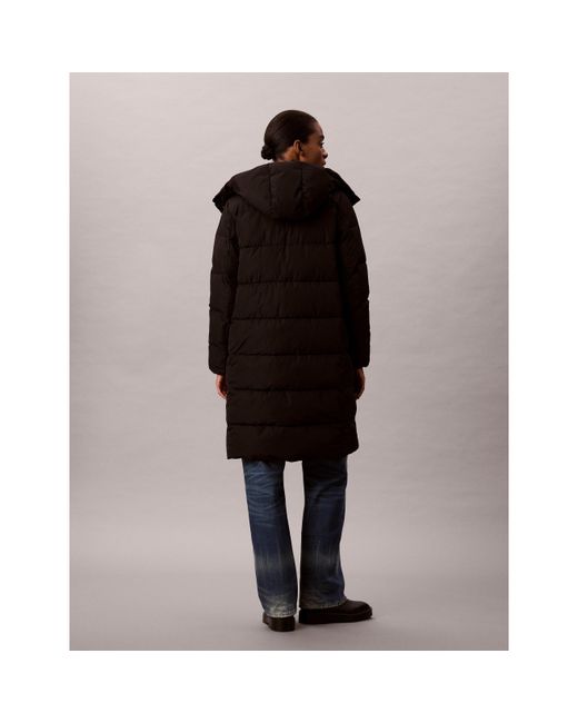 Calvin Klein Black Detachable Hood Long Sleeve Long Puffer Jacket