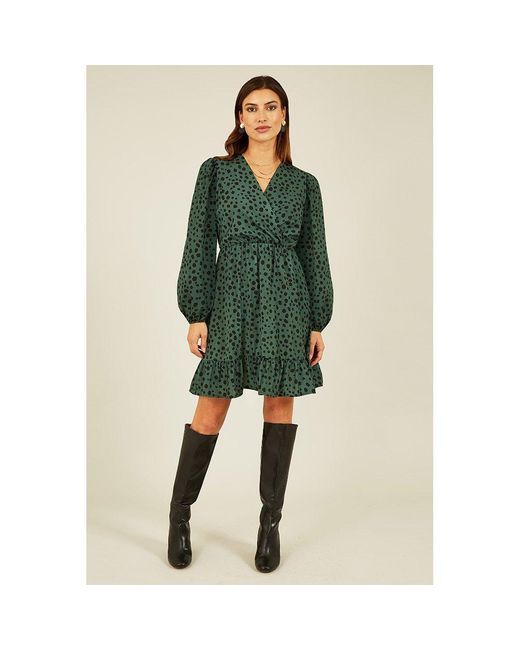 Mela London Green Dalmatian Print Midi Dress