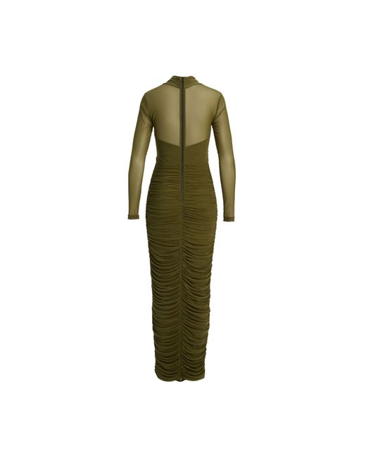 Bardot Green Aliyah Mesh Long Sleeve Midi Bodycon Dress