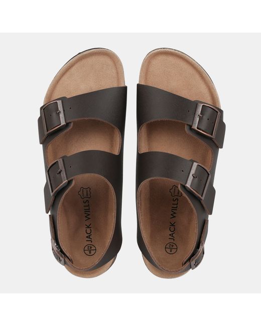 Jack Wills Brown Leather Slip On Flat Sandals for men