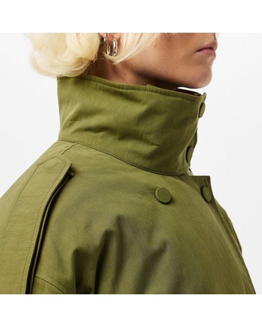 EDITED Green Agatha Cropped Double Breasted Cotton Long Sleeve Coach Jacket