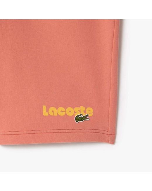 Lacoste Pink Washed Effect Printed Fleece Shorts for men