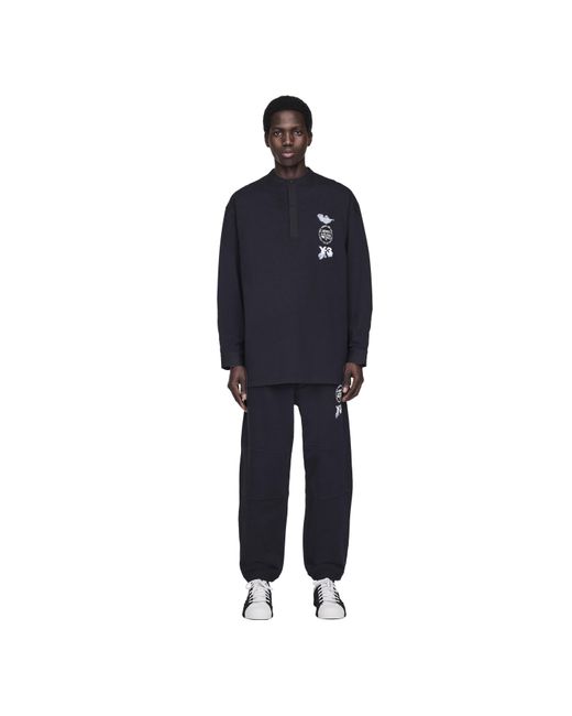 Y-3 Black Open Hem Woven Tracksuit Joggers for men