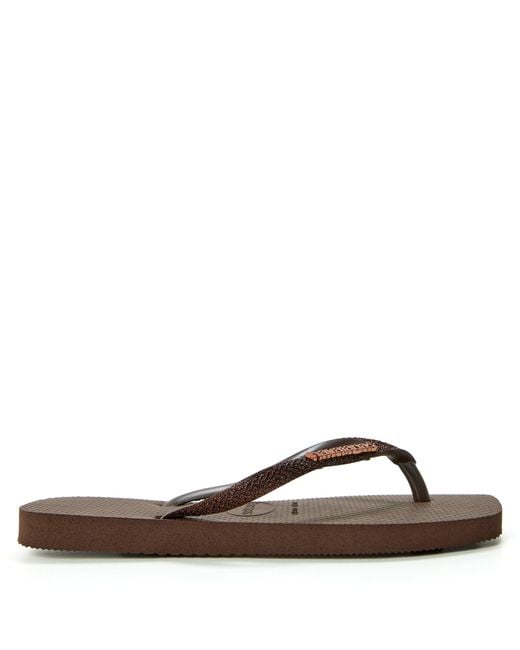 Havaianas Brown Square Glitter Flip Flops
