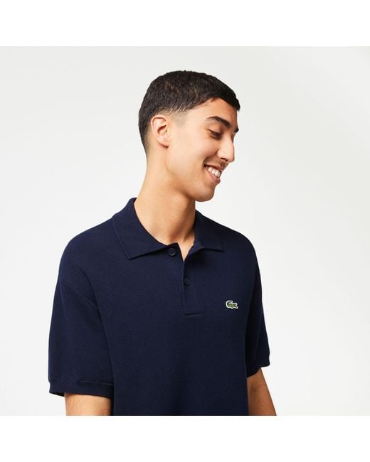 Lacoste Blue Striped Crew Neck Jumper for men