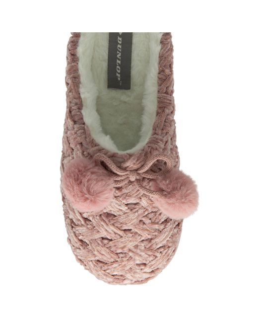 Dunlop Pink Knitted Mule Slippers