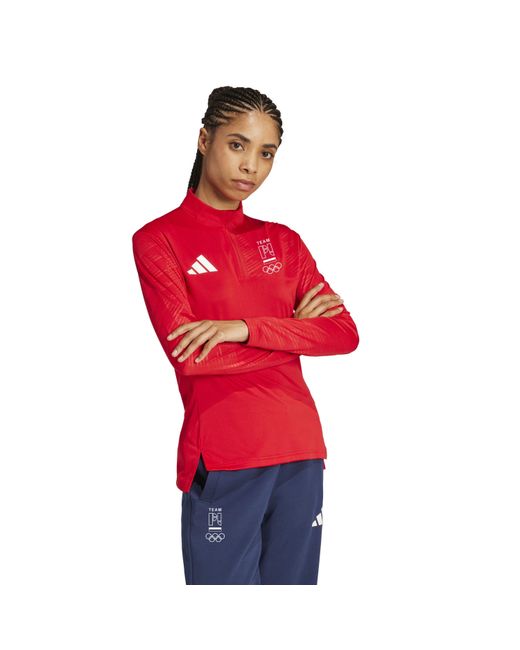 Adidas Red Half Zip Long Sleeve Performance Tracksuit Top