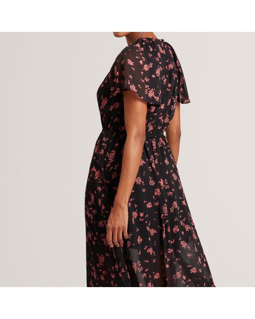 Ted Baker Black Print Midi Dress