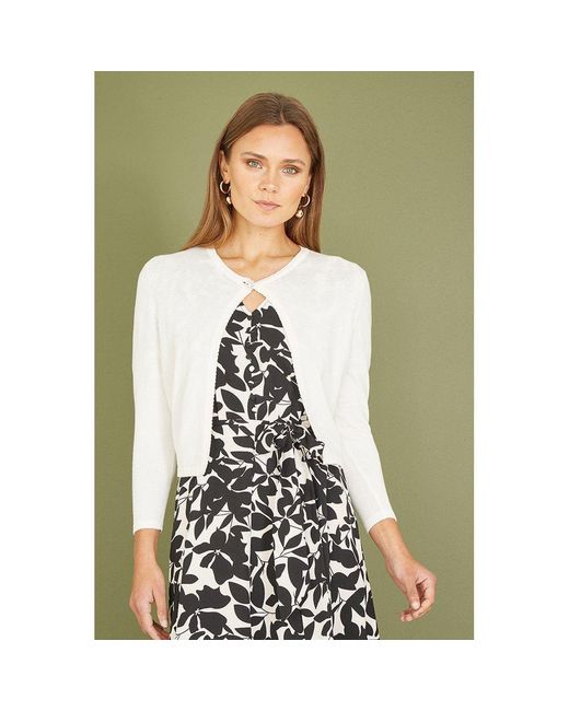 Yumi' Green Diamante Button Cropped Cardigan