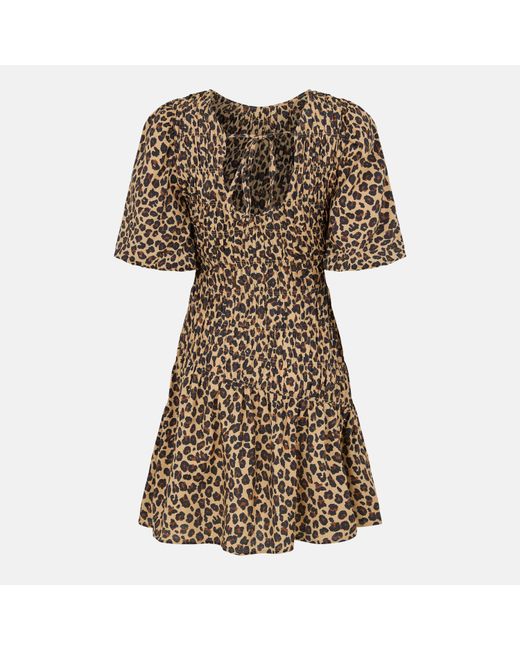 Never Fully Dressed Natural Leo Nara Print Mini Dress
