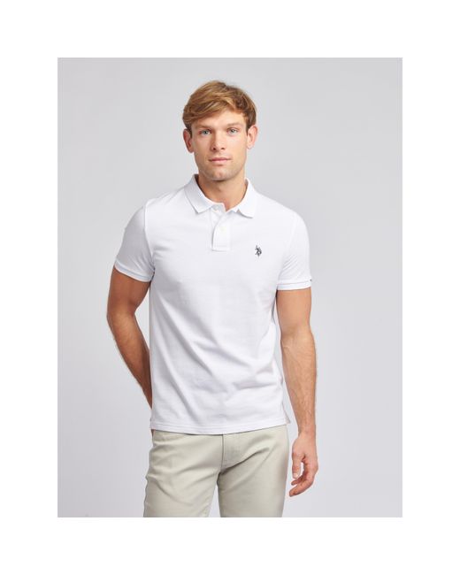 U.S. POLO ASSN. White Pique Polo Top for men