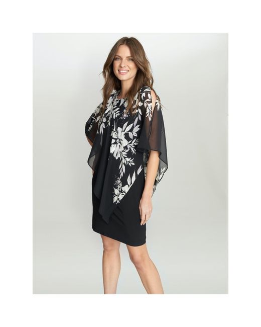 Gina Bacconi Black Kiya Asymmetric Dress With Foil Detail