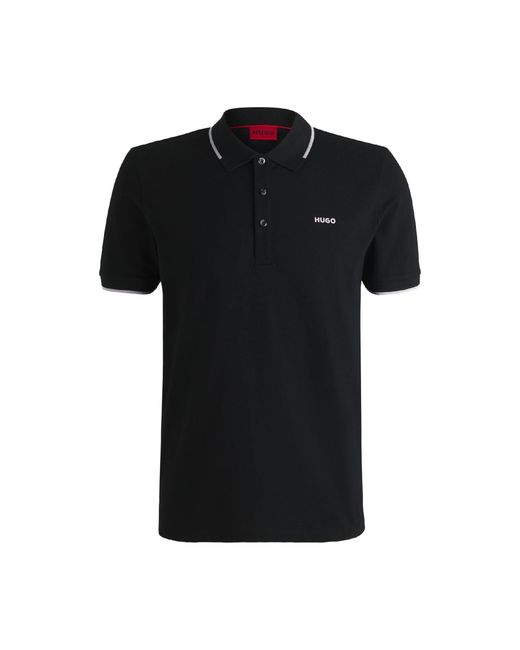 HUGO Black Dinoso222 Printed Logo Polo Shirt for men
