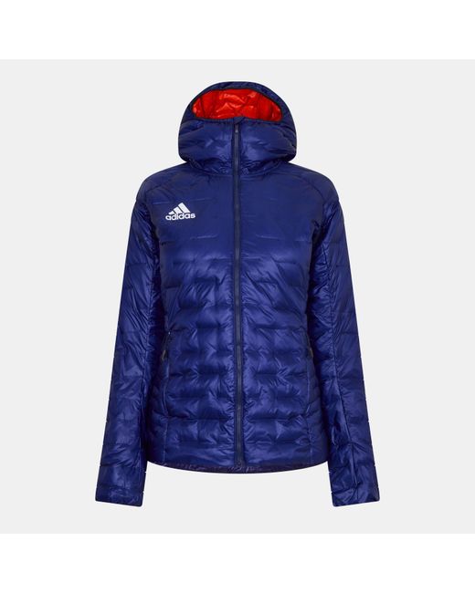 adidas Icesky Hood Down Jacket in Blue | Lyst UK