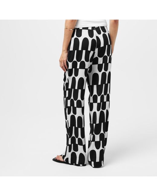 AX Paris Black And Cream Printed Geometric Trousers