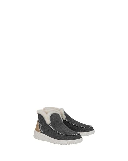 HeyDude Gray Denny Wool Faux Shearling Boots