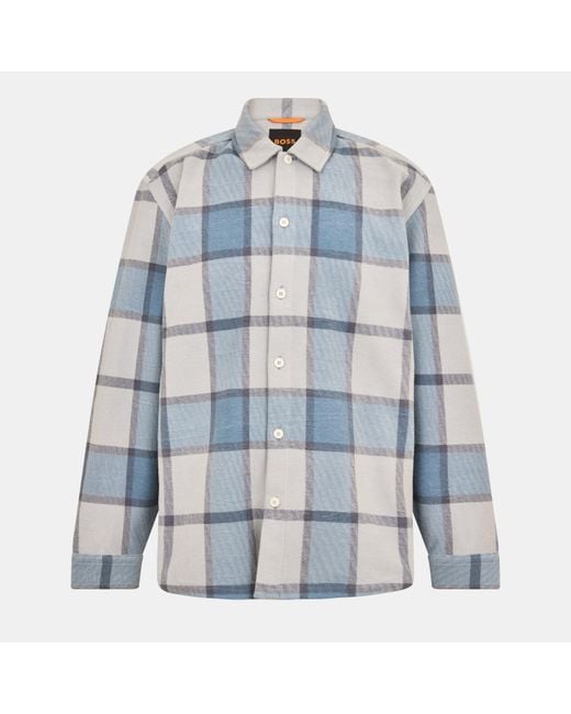 Boss Blue Checked Soft Flannel Overshirt (Locky) for men