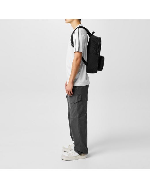 Emporio Armani Black All Over Jacquard Quilted Zip Backpack for men