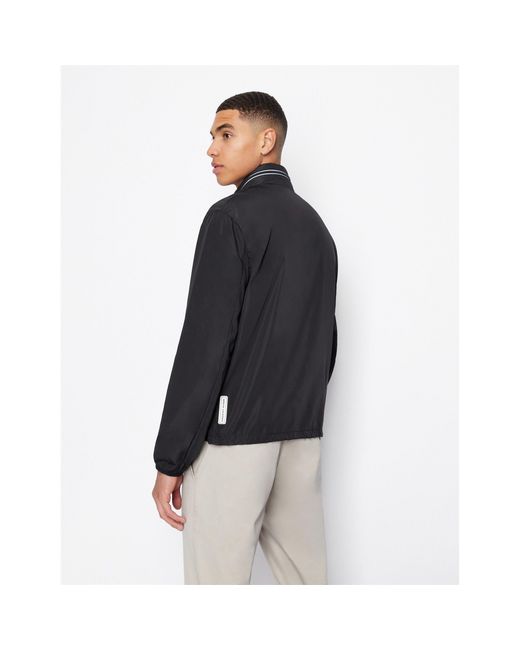 ARMANI EXCHANGE Black Patch Logo Long Sleeve Zip Harrington Jacket for men