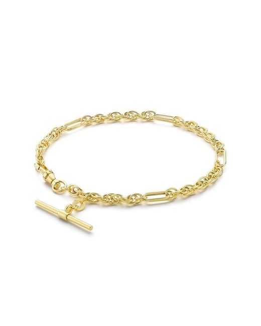 Be You Metallic 9ct T-bar Figaro Rope Chain Bracelet
