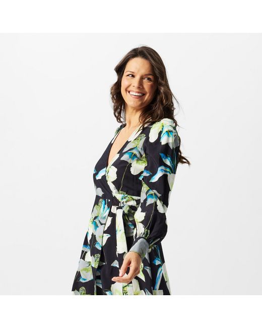 Biba Blue Printed Wrap Dress