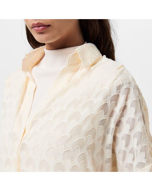 French Connection White Geo Burn-Out Popover Shirt