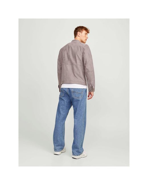 Jack & Jones Gray Dylan Biker Jacket for men