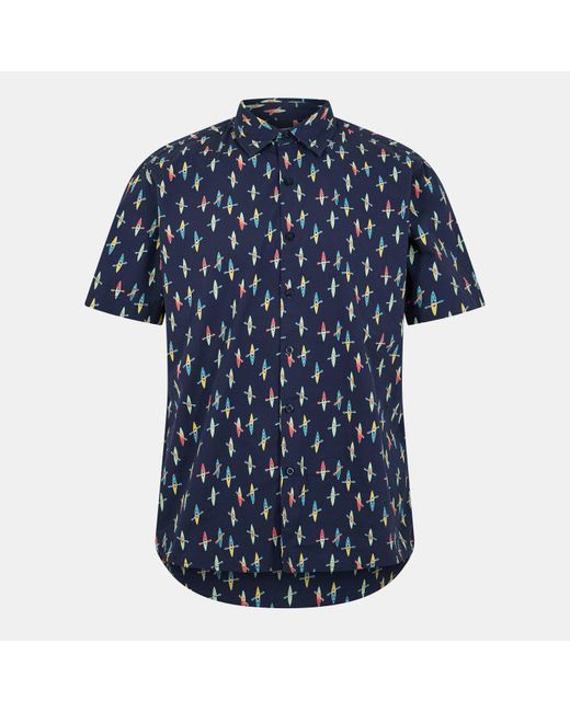 Peter Werth Blue Plain Short Sleeve Shirt for men
