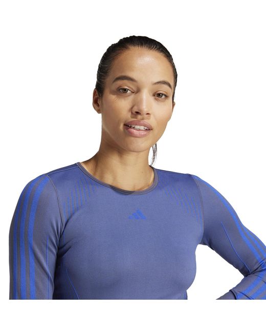 Adidas Blue Knit Long Sleeve Gym Top