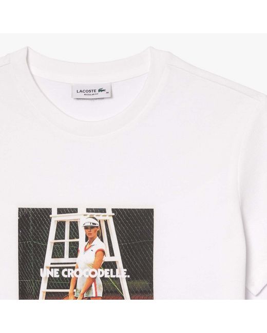 Lacoste White Crocodelle Printed Piqué T-Shirt