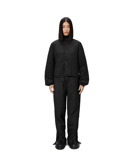 Rains Black Banja Liner Bomber Water Resistant Cropped Quilted Jacket