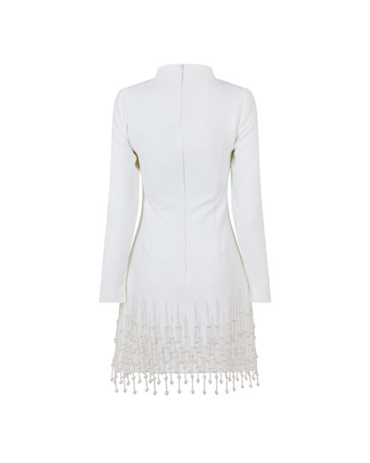 Odd Muse White Pearl Sleeved Mini Dress