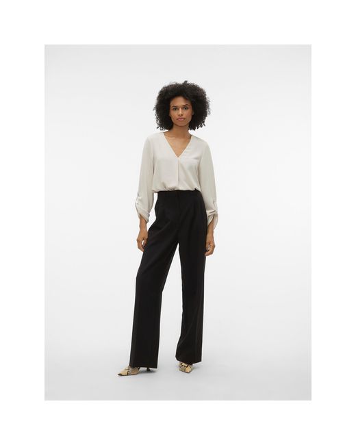 Vero Moda White V-Neck Long Sleeve Blouse