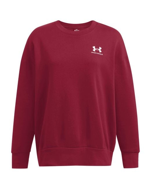 Under Armour Red Essential Fleece Crew Sweatshirt